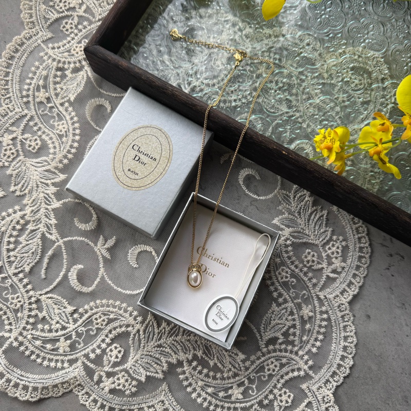 Christian Dior Vintage Necklace 中古迪奧小珍珠閃石項鏈-3