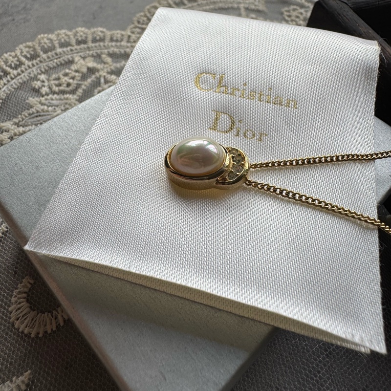 Christian Dior Vintage Necklace 中古迪奧小珍珠閃石項鏈-5