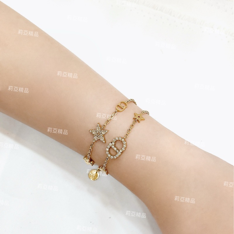 莉亞精品♡Dior 雙層星星手鍊 九新美品-1