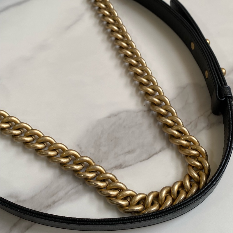 Chanel Boy25 中號 黑金荔枝皮 晶片款 |經典不敗|商務百搭|貴婦小姊姊必備款|誠🉑小議-31