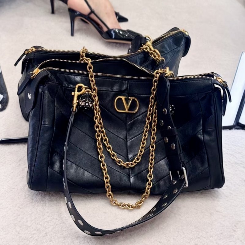 🎉新品好折扣✨Valentino Garavani Panthea 羊皮黑豹托特包 黑色-5