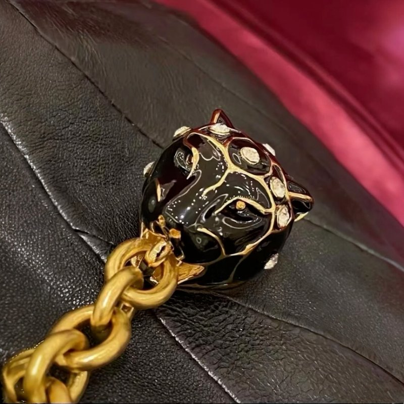 🎉新品好折扣✨Valentino Garavani Panthea 羊皮黑豹托特包 黑色-8