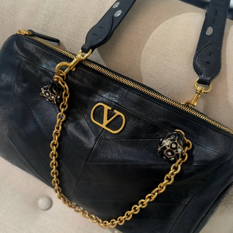 🎉新品好折扣✨Valentino Garavani Panthea 羊皮黑豹托特包 黑色-9