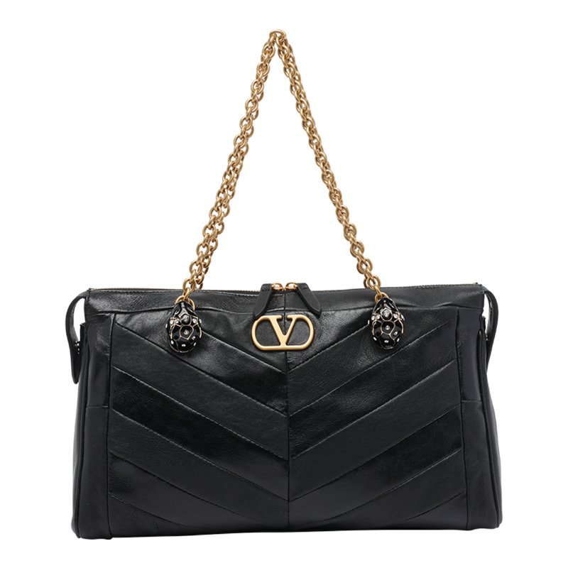🎉新品好折扣✨Valentino Garavani Panthea 羊皮黑豹托特包 黑色-17