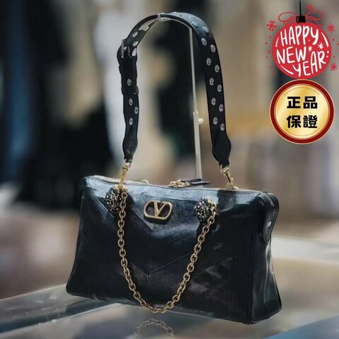 🎉新品好折扣✨Valentino Garavani Panthea 羊皮黑豹托特包 黑色