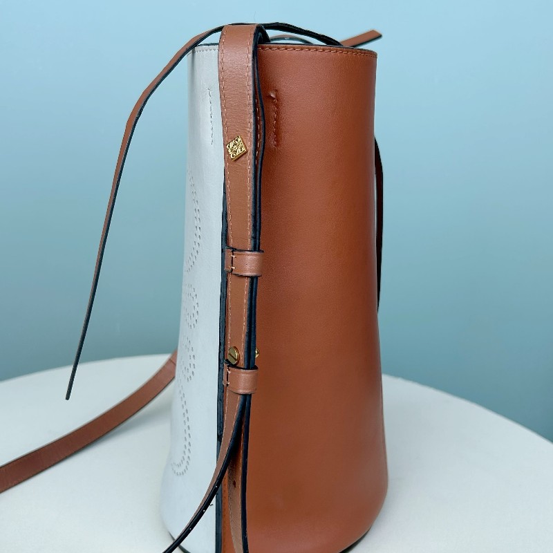 Loewe羅意威白拼焦糖Gate bucket水桶包 肩背包 斜背包-3