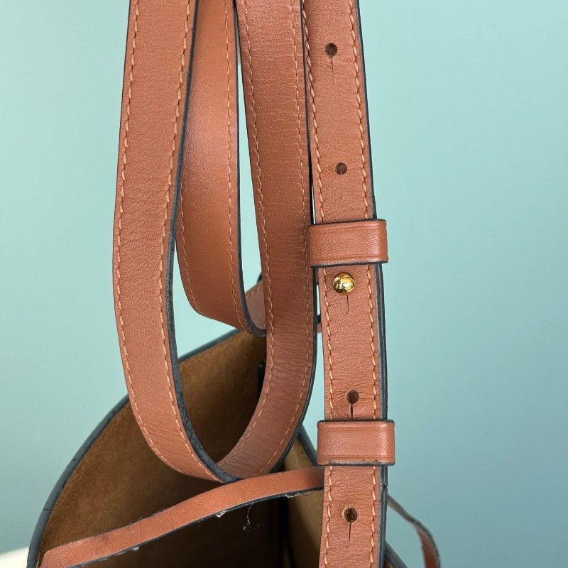 Loewe羅意威白拼焦糖Gate bucket水桶包 肩背包 斜背包-13