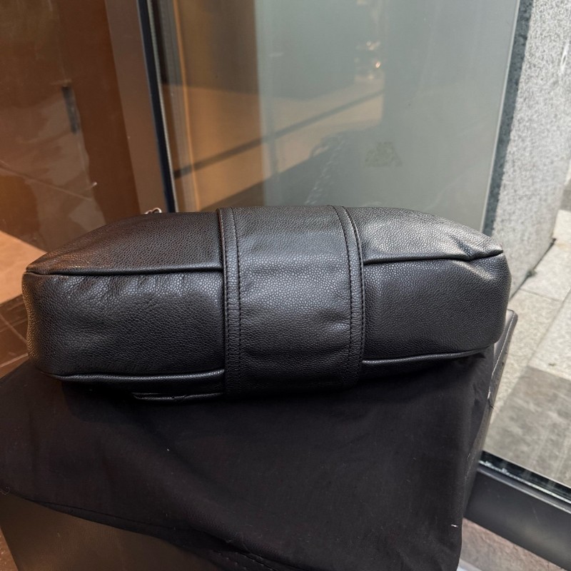 Chanel/香奈兒 2way菠蘿扣元寶機場包 hobo 黑銀魚子醬 肩背包-5