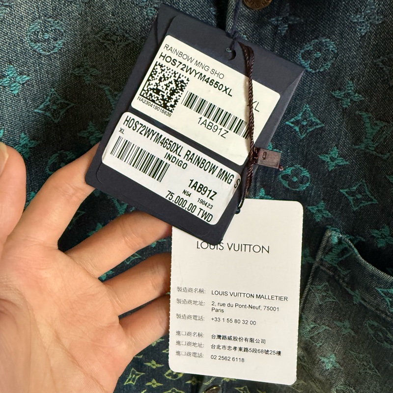 LOUIS VUITTON LV 彩色滿logo牛仔短袖襯衫-1