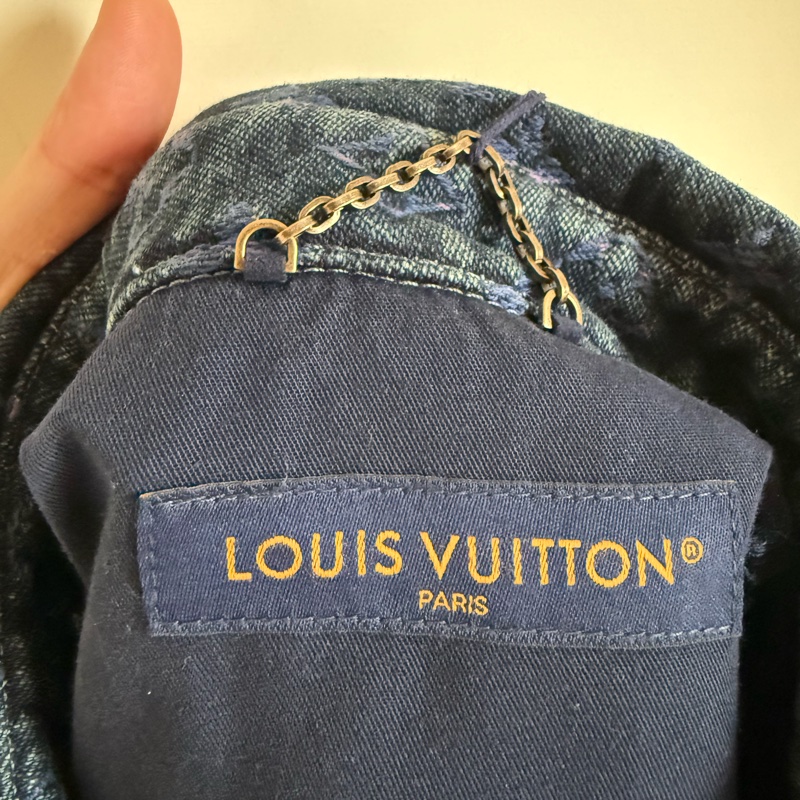 LOUIS VUITTON LV 彩色滿logo牛仔短袖襯衫-2