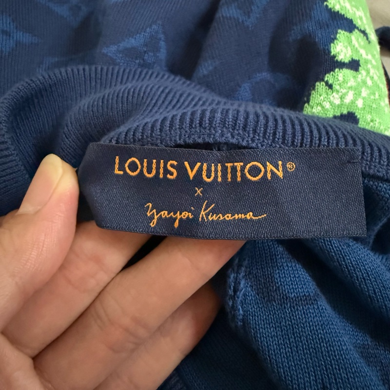 LOUIS VUITTON LV x 草間彌生 藍色滿logo針織短褲-3