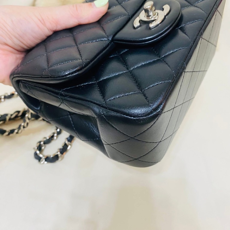 Chanel mini 防刮羊皮 芯片款 方胖子-11
