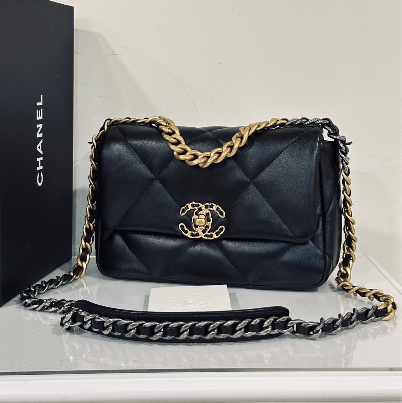 🈶22年台灣購證 #全新 #芯片款全網最低 香奈兒黑金19bag小號 #全配🉑送禮-13