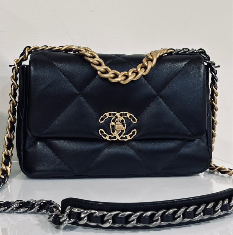 🈶22年台灣購證 #全新 #芯片款全網最低 香奈兒黑金19bag小號 #全配🉑送禮-14