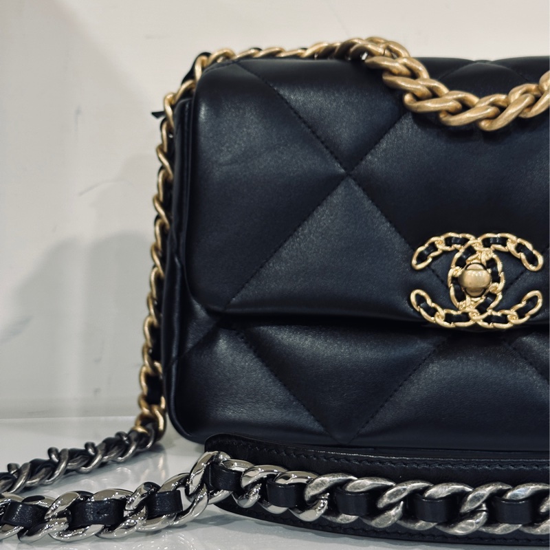 🈶22年台灣購證 #全新 #芯片款全網最低 香奈兒黑金19bag小號 #全配🉑送禮-16