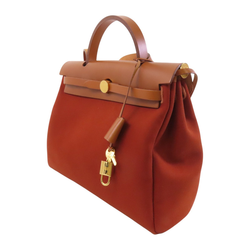 HERMES 帆布Herbag PM金扣手挽肩背兩用袋-2