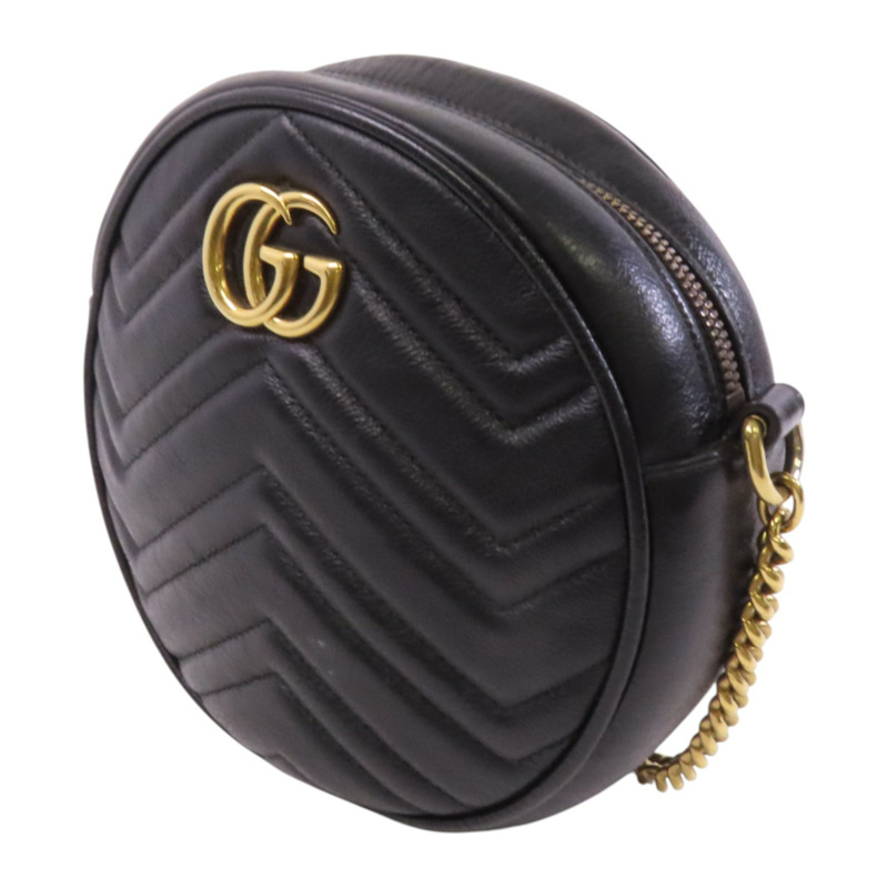 GUCCI 牛皮皮革GG Marmont金扣鏈帶肩背袋-2