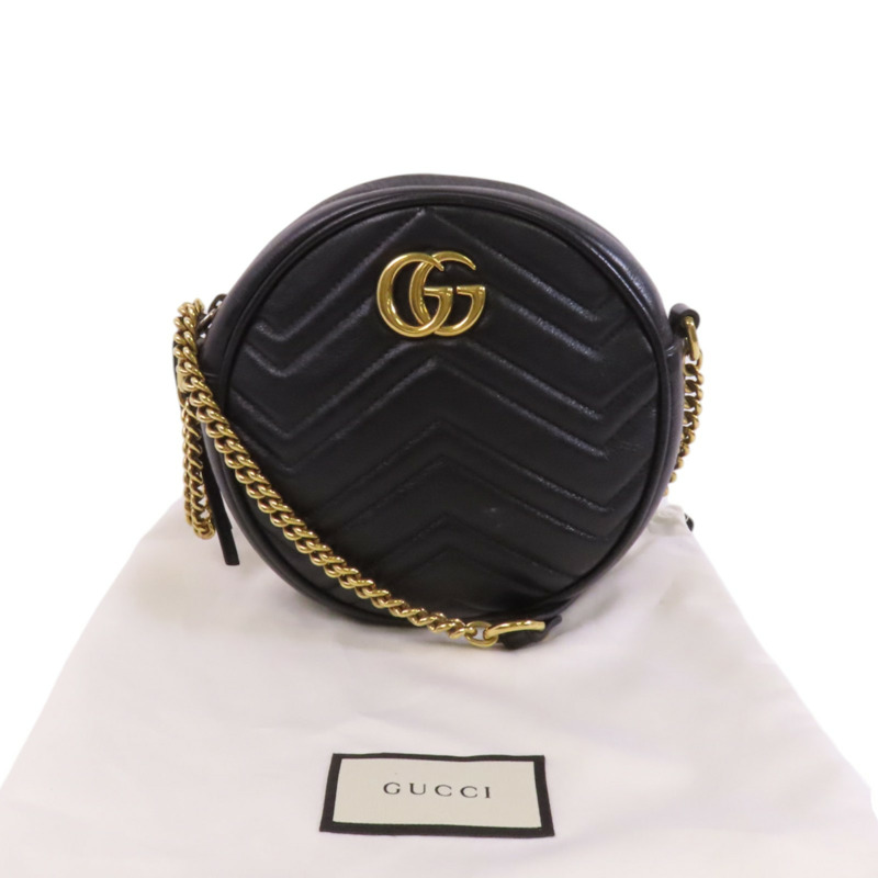 GUCCI 牛皮皮革GG Marmont金扣鏈帶肩背袋-9