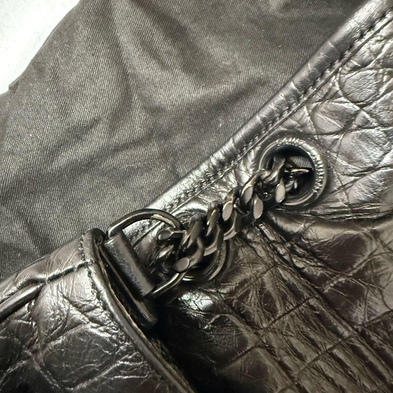 YSL niki 中號 鱷魚壓紋 黑鏈條-18