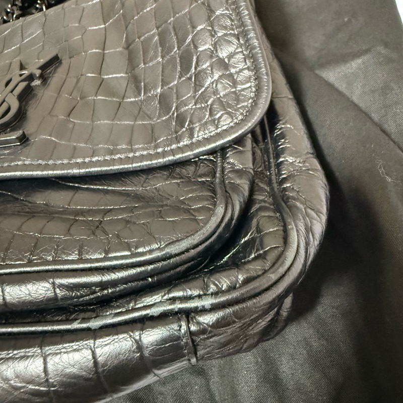 YSL niki 中號 鱷魚壓紋 黑鏈條-24