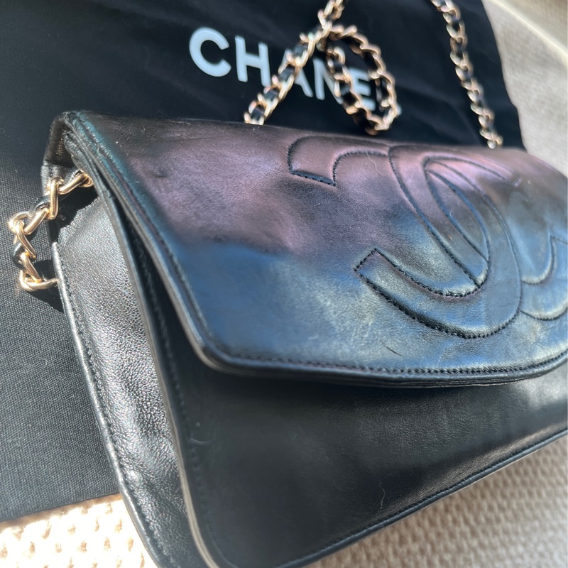 Chanel香奈兒黑色羊皮WOC-3