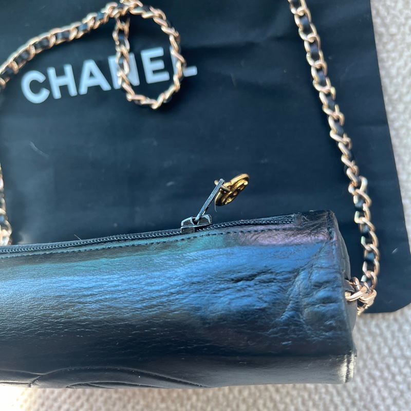 Chanel香奈兒黑色羊皮WOC-7