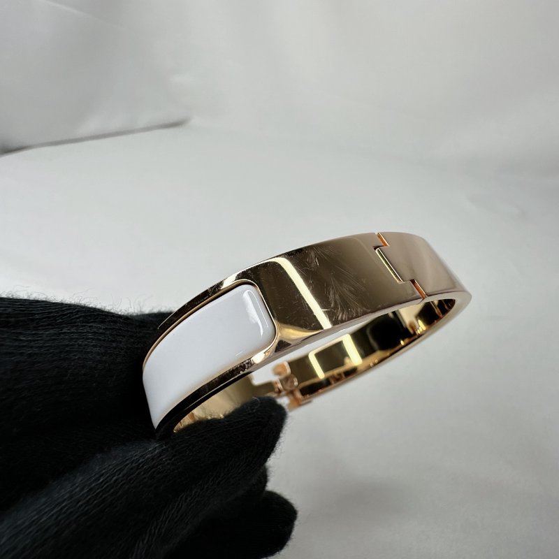 HERMES Clic H Logo琺瑯細版手環-8