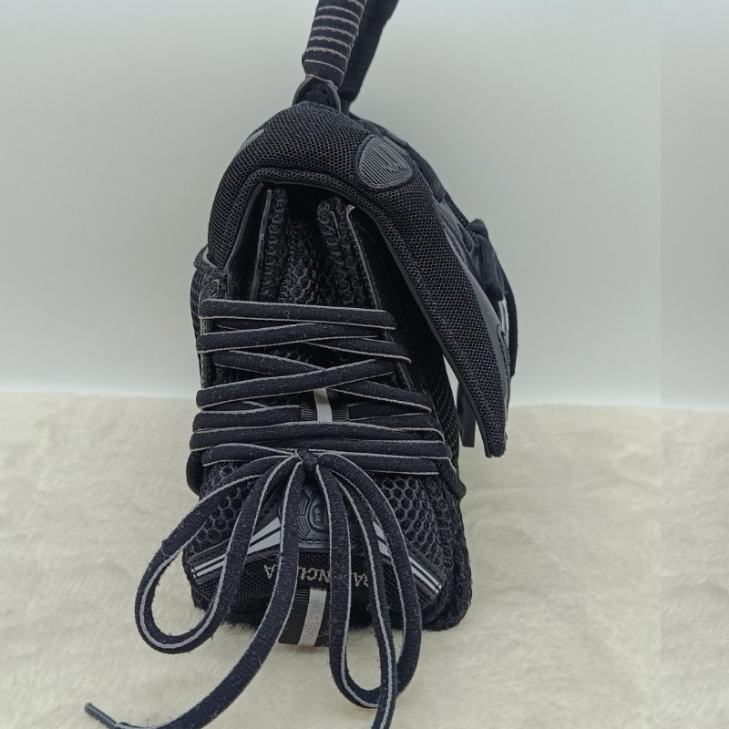 Balenciaga 巴黎世家 hourglass 球鞋带绑設計黑扣 沙漏包 小號 黑色 肩背包斜背包手提包-2