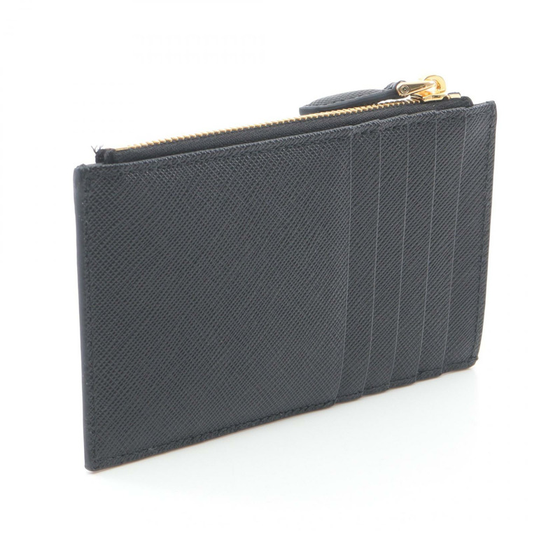 PRADA SAFFIANO TRIANG 卡片夾 1MC086QHHF0002 皮革 黑色-1