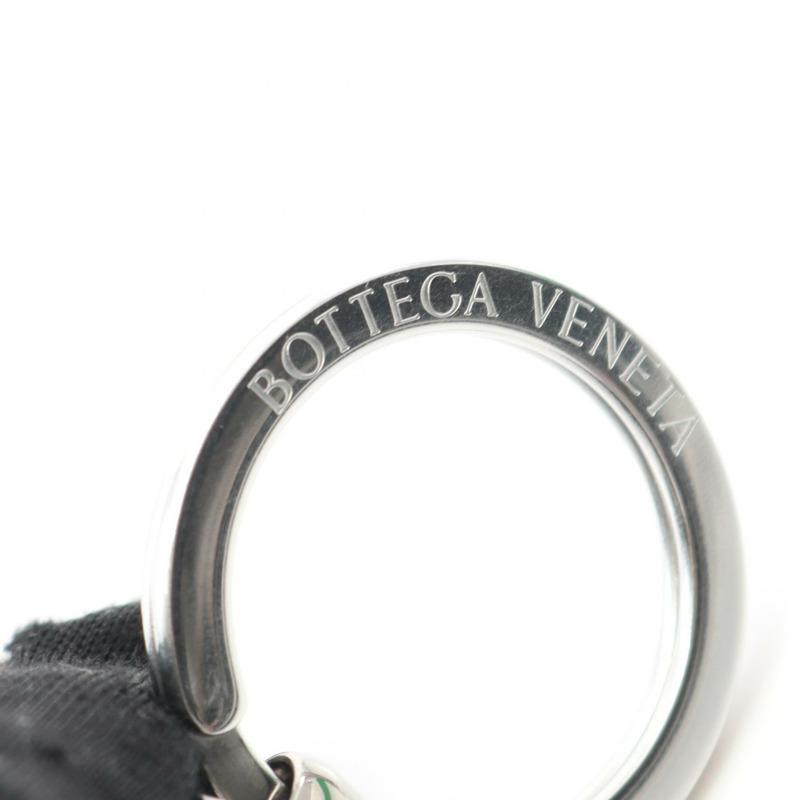 BOTTEGA VENETA Intrecciato 鑰匙圈 709727VMAY18803 皮革金屬黑色銀色全新男式-2