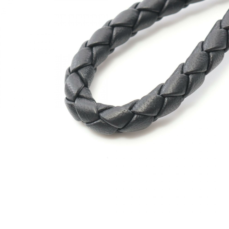 BOTTEGA VENETA Intrecciato 鑰匙圈 709727VMAY18803 皮革金屬黑色銀色全新男式-3