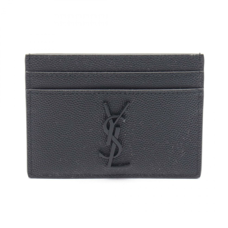 SAINT LAURENT PARIS Cassandra 卡片夾 485631BTY0U1000 皮革 黑色 二手 男式-0