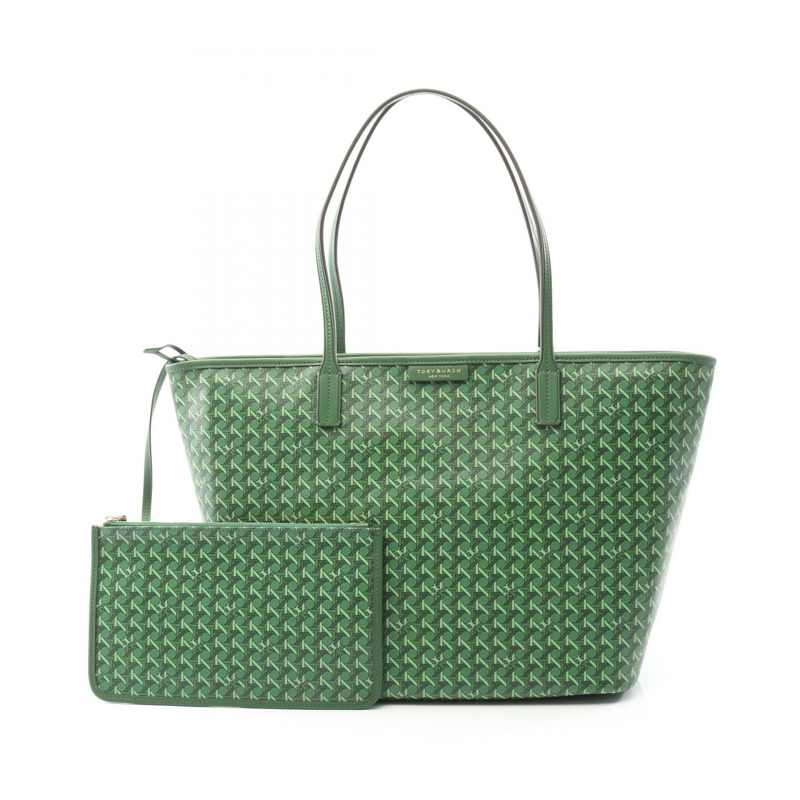 Tory Burch Everready 拉鍊手提包 145634367 PVC 塗層帆布皮革綠色新款女款-0