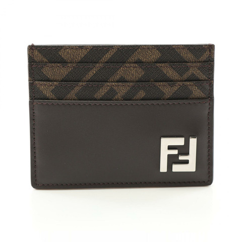 FENDI FF 標誌卡夾 7M0164AFF2F1Q1C 皮革 PVC 塗層帆布 棕色黑色 全新 男士