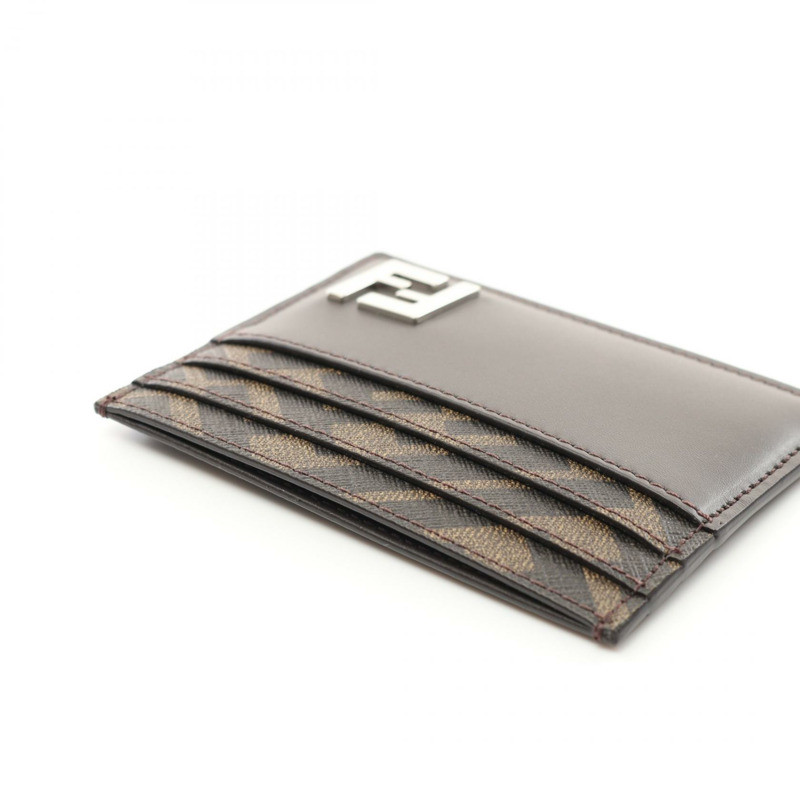 FENDI FF 標誌卡夾 7M0164AFF2F1Q1C 皮革 PVC 塗層帆布 棕色黑色 全新 男士-2