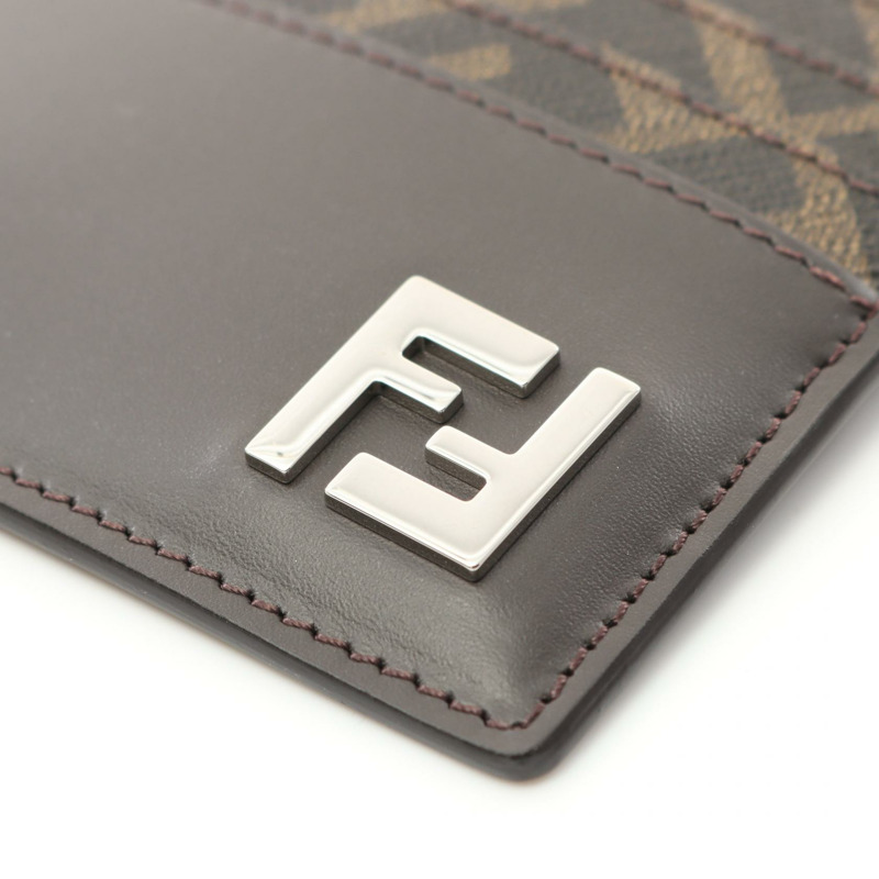 FENDI FF 標誌卡夾 7M0164AFF2F1Q1C 皮革 PVC 塗層帆布 棕色黑色 全新 男士-4