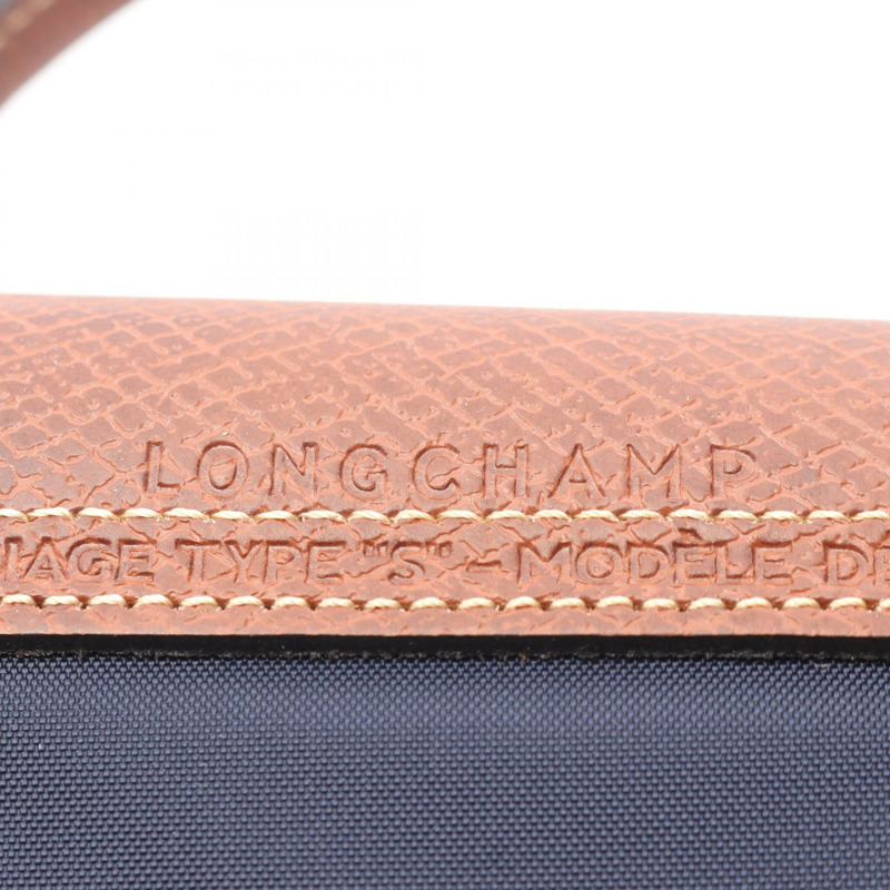 Longchamp Le Pliage Original S 托特包 L1621089P68 帆布皮革海軍藍棕色全新女款-3