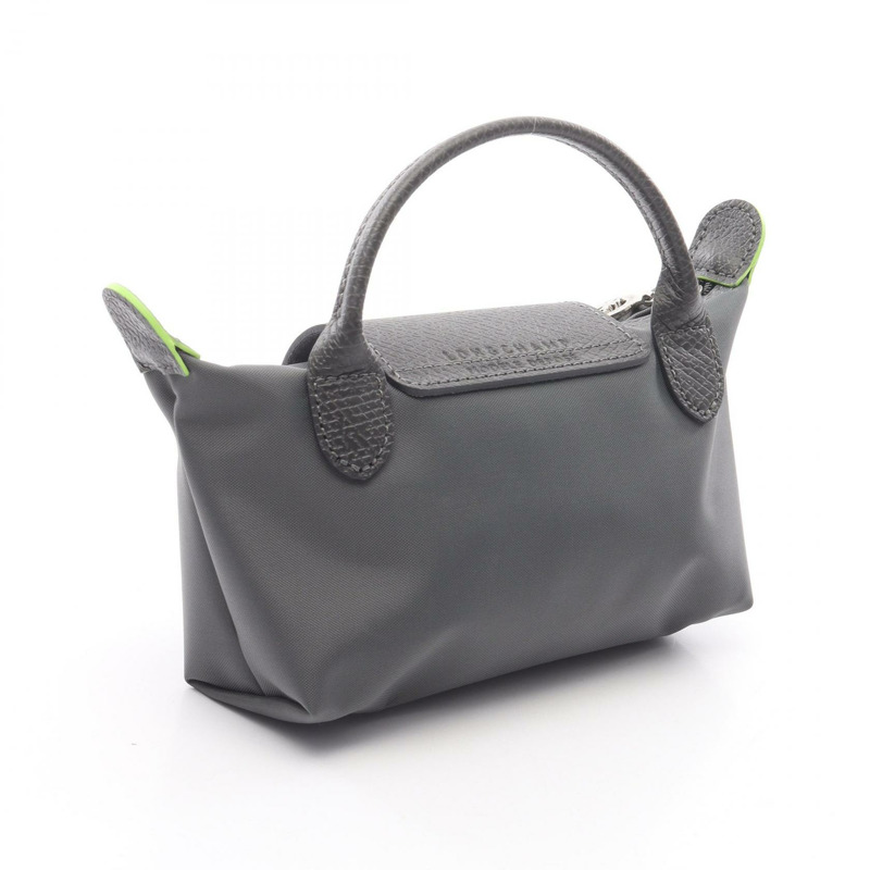 Longchamp Le Pliage 綠色手拿包 34175919P66 帆布皮革灰色全新女款-1