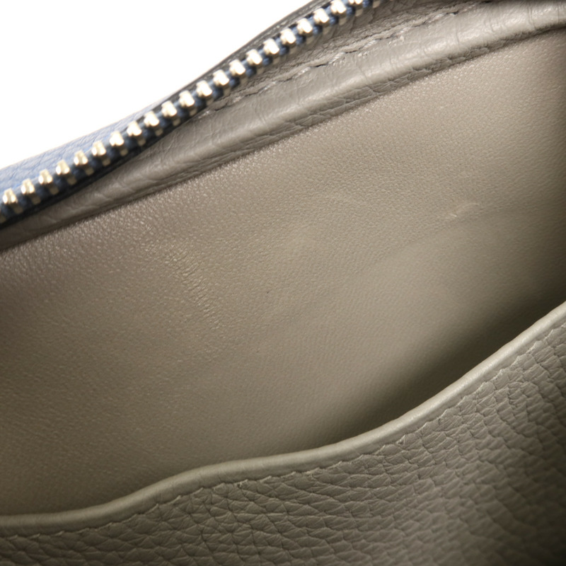 HERMES Clemence皮革Lindy 30銀扣手挽肩背兩用袋Bleu Brighton-14