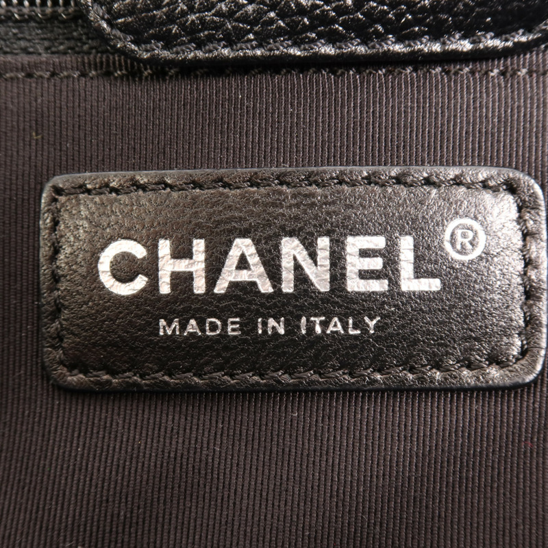 CHANEL 牛皮皮革Tote Bag銀扣手挽肩背兩用袋-5