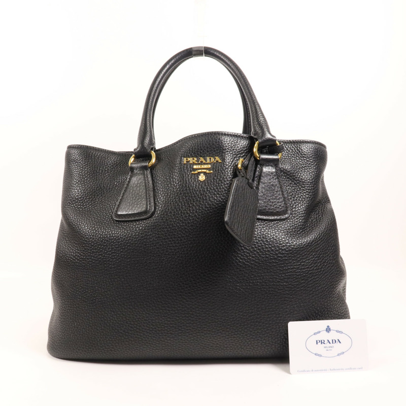 PRADA 牛皮皮革Tote Bag金扣手挽袋-9