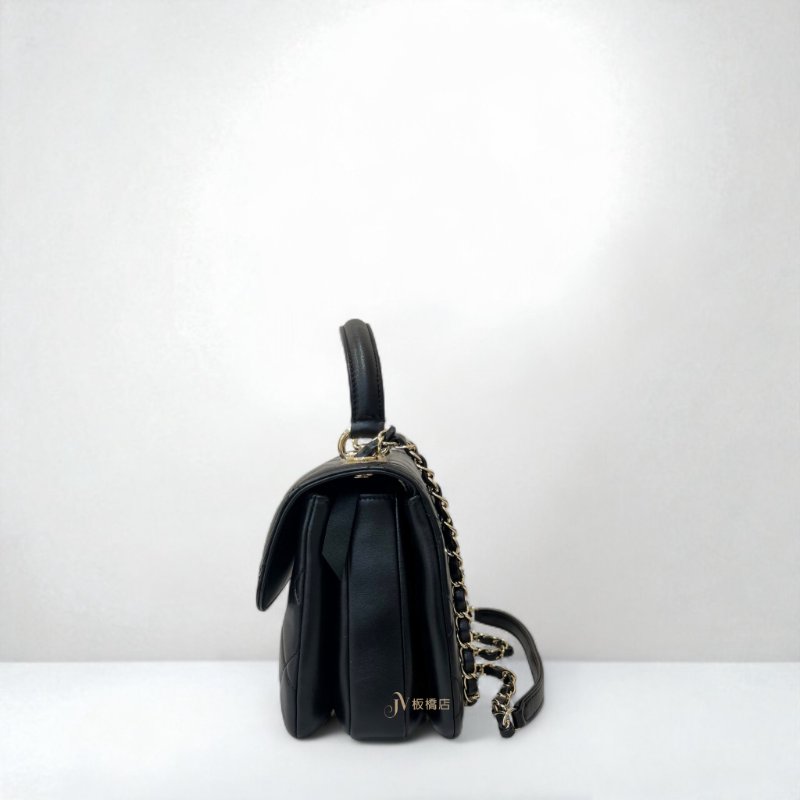 CHANEL包包 黑淡金Trendy cc小羊皮手提鍊包-2