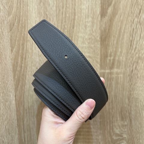 Hermes 錫器灰Togo皮黑色Box皮雙面用皮帶H077971