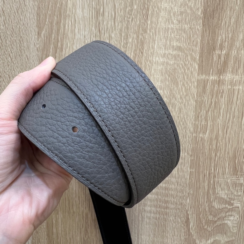 Hermes 錫器灰Togo皮黑色Box皮雙面用皮帶H077971-2