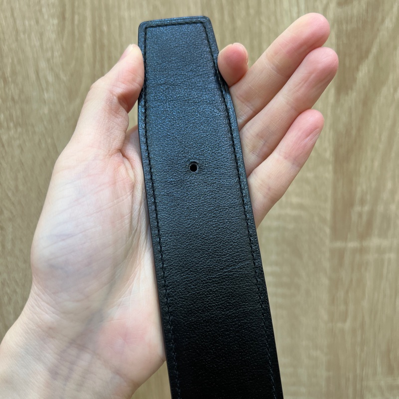 Hermes 錫器灰Togo皮黑色Box皮雙面用皮帶H077971-4