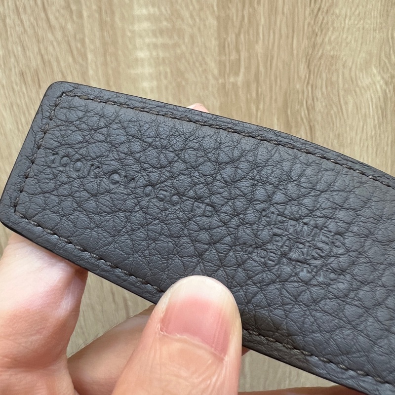 Hermes 錫器灰Togo皮黑色Box皮雙面用皮帶H077971-8