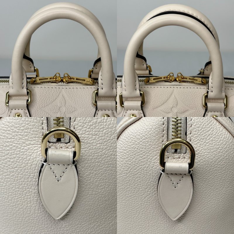 LV 奶油白全皮革壓紋Speedy 20-6