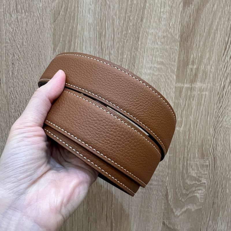 Hermes 金棕Togo皮黑Box皮雙面用皮帶H073967-1