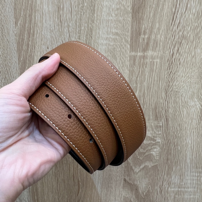 Hermes 金棕Togo皮黑Box皮雙面用皮帶H073967-2