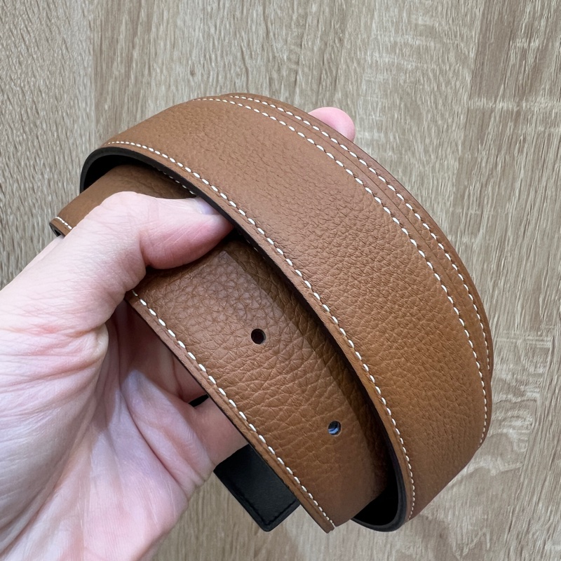 Hermes 金棕Togo皮黑Box皮雙面用皮帶H073967-3